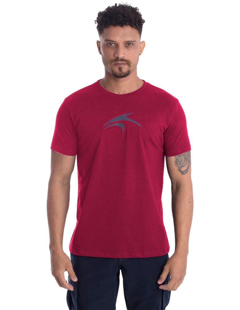 Camiseta Especial Emboss Logo Bordo Jaspe