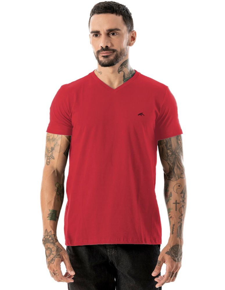 Camiseta Especial Gola V Essential Vermelho