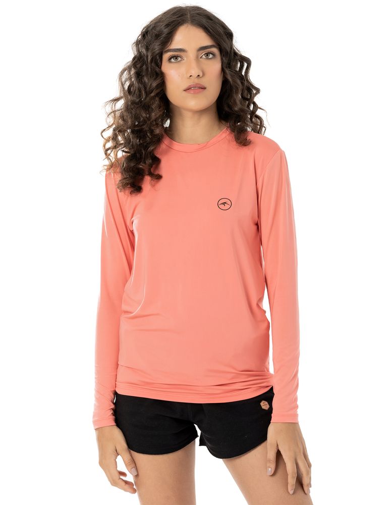 Camiseta Uv Manga Longa Feminino Chest Coral Claro
