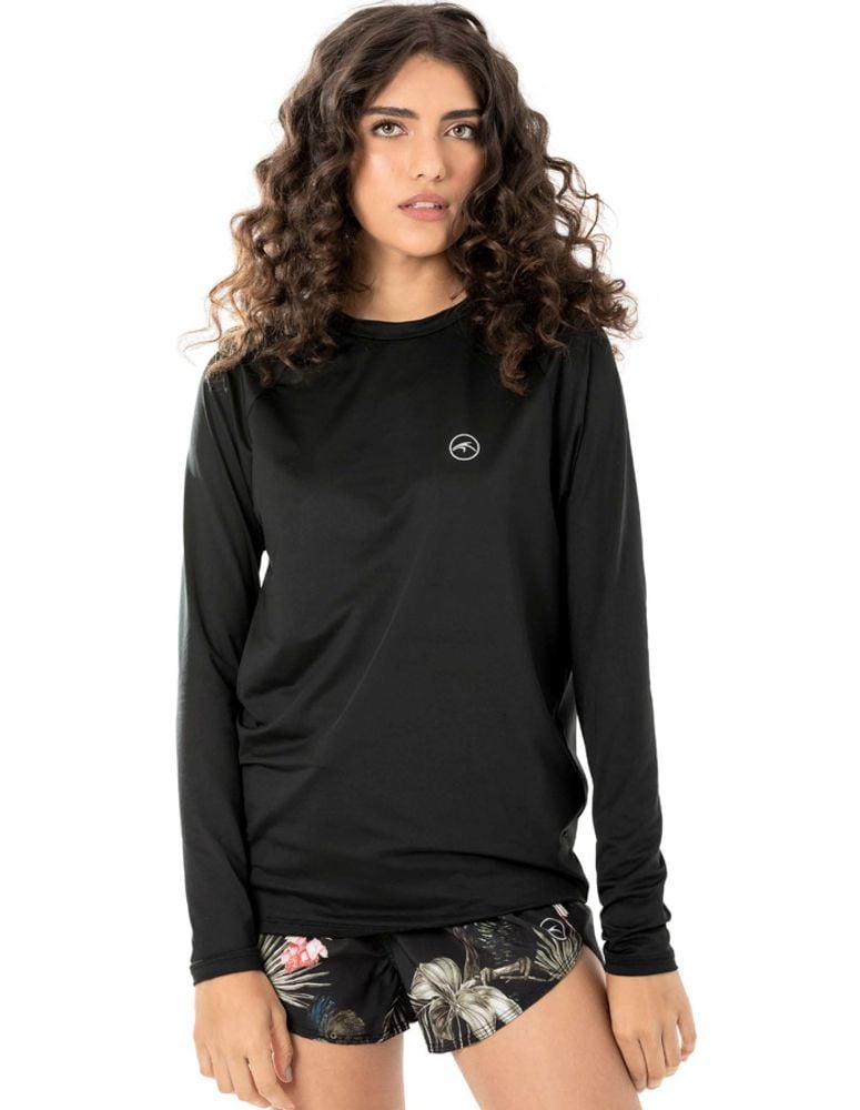 Camiseta Uv Manga Longa Feminino Chest Preto