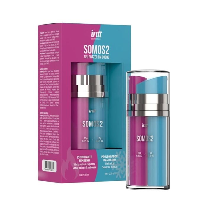 SOMOS2 GEL EXCITANTE FEMININO VIBRA PULSA E ESQUENTA 10G E GEL PROLONGADOR MASCULINO ESFRIA 10G INTT