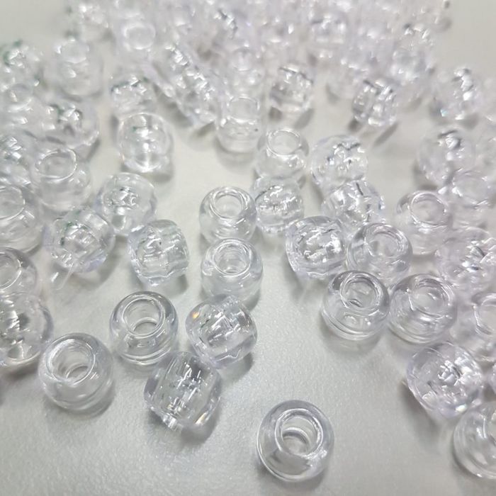 Miçanga Tererê Transparente Cristal 100 - 10mm 250g Aprox. 560 Peças