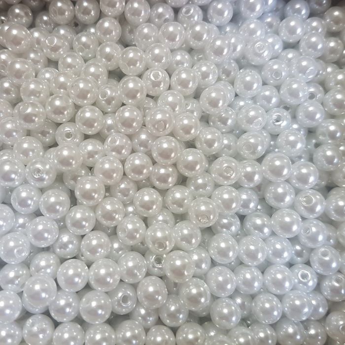 Pérola ABS Com Furo Passante Branca - 4mm 500g