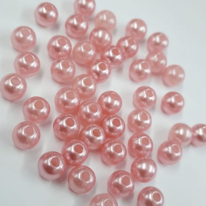 Pérola ABS Com Furo Passante Rosa 7 - 8mm 500g