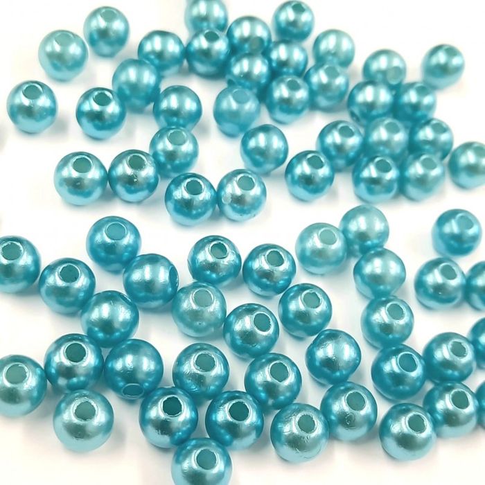 Pérola ABS Com Furo Passante Azul 16 - 8mm 500g