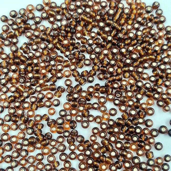 Miçanga Chinesa Transparente Marrom Escuro 53* - 8/0(2,9mm) 500g