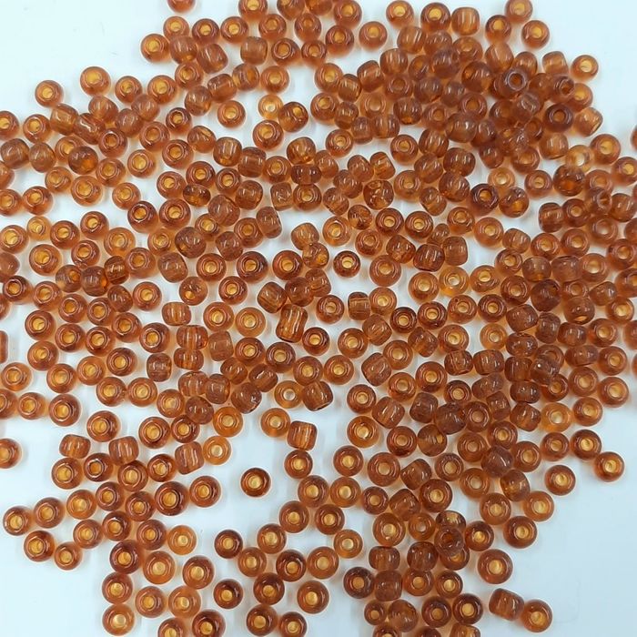 Miçanga Chinesa Transparente Marrom 2C* - 8/0(2,9mm) 500g