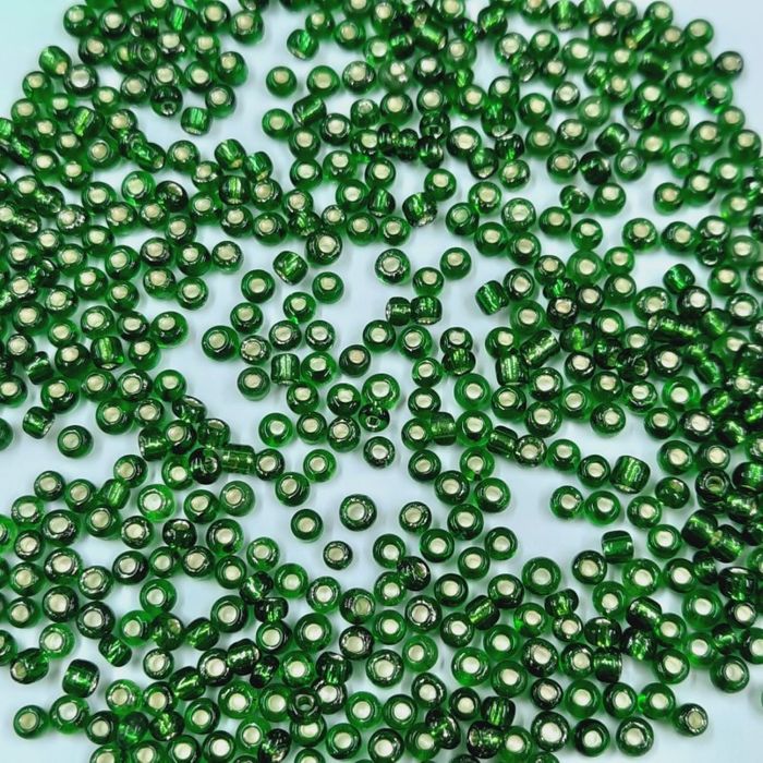 Miçanga Chinesa Transparente Verde 27B* - 8/0(2,9mm) 500g