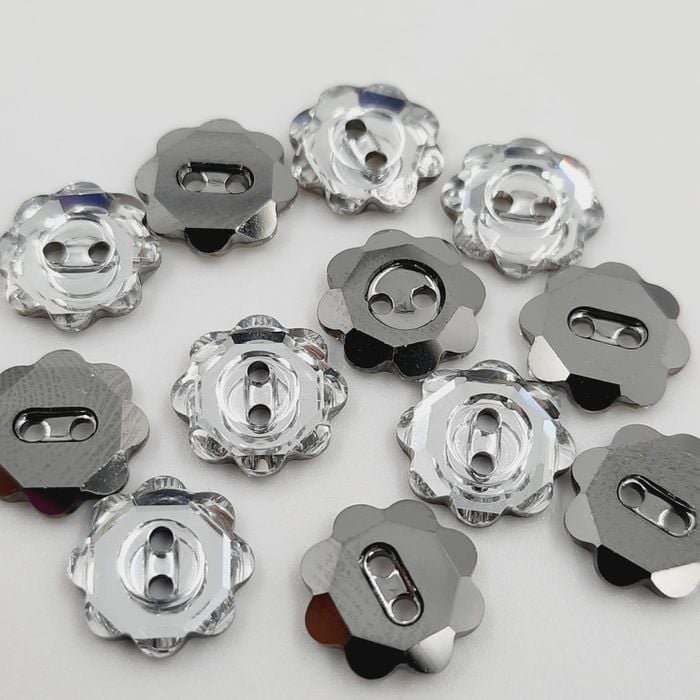 Botão Swarovski 3721 Cristal - 10mm 12 Peças