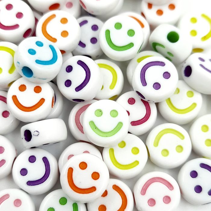 Carinha Smile Branco com Colorido - 10mm 25g