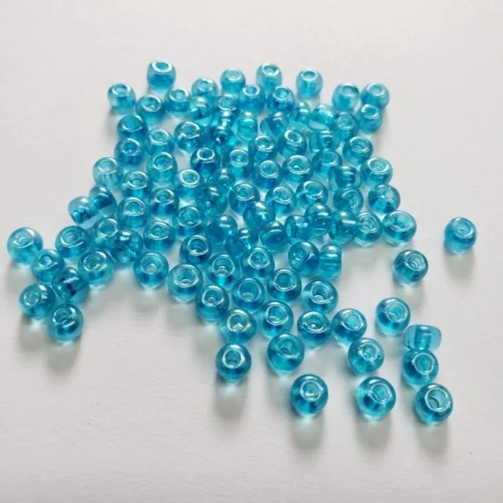 Miçanga Indiana Cristal Fio Azul Turquesa P24 - 9/0 (2,6mm) 25g