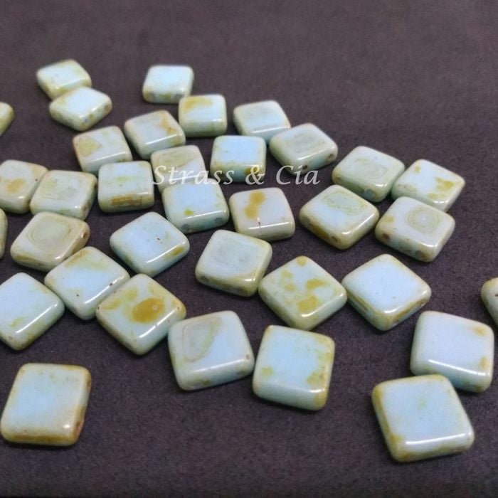 Quadrado 2 Furos Azul - 6x6mm 120 Peças