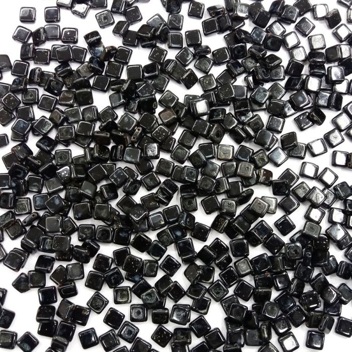 Quadrado 2 Furos Preto Mesclado - 6x6mm 120 Peças