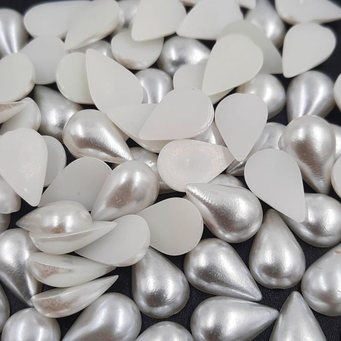 Meia Pérola Gota ABS Branca - 8x13mm 25g