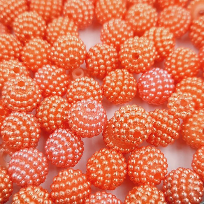 Pérola Craquelada ABS com Furo Passante Laranja - 10mm 25g