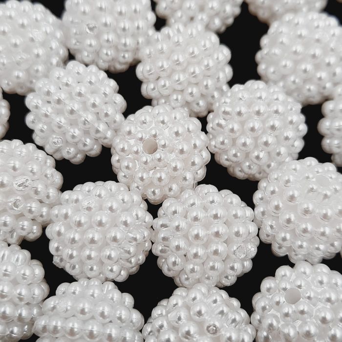 Pérola Craquelada ABS com Furo Passante Branco - 12mm 25g