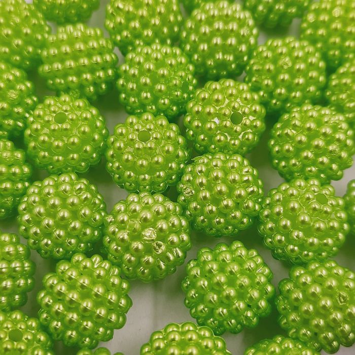Pérola Craquelada ABS com Furo Passante Verde - 12mm 25g