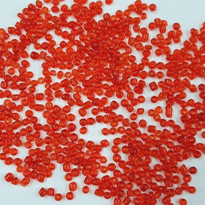 Miçanga Chinesa Transparente Vermelho 5* - 8/0 (2,9mm) 500g