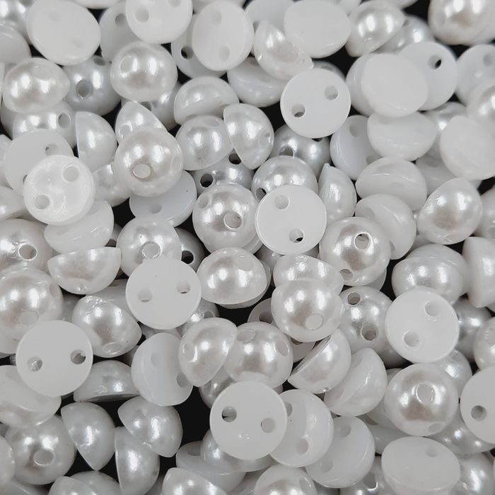 Meia Pérola ABS 2 Furos Branca - 6mm 25g