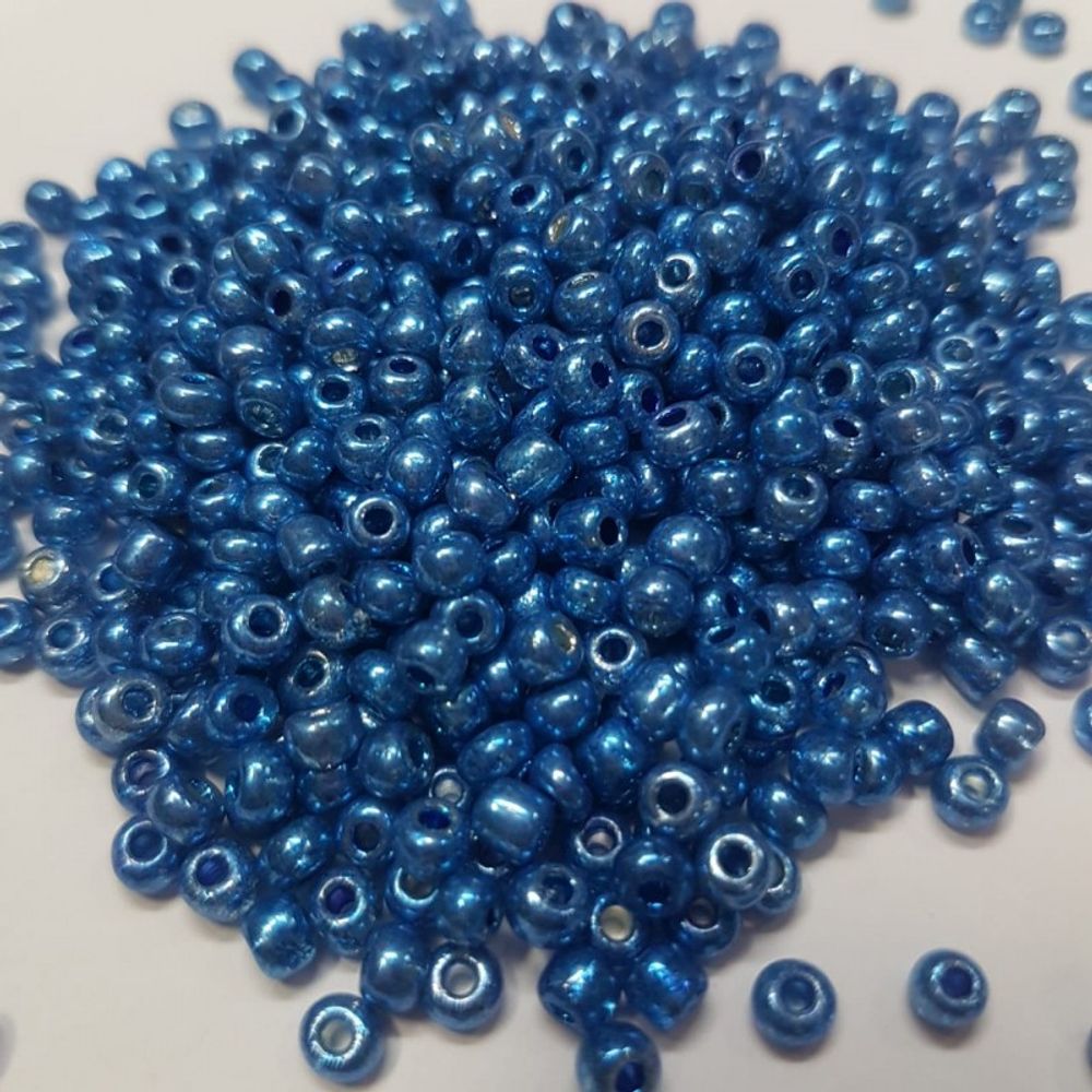 Miçanga Chinesa Azul Metalizado - 6/0 (4,1mm) com 25g