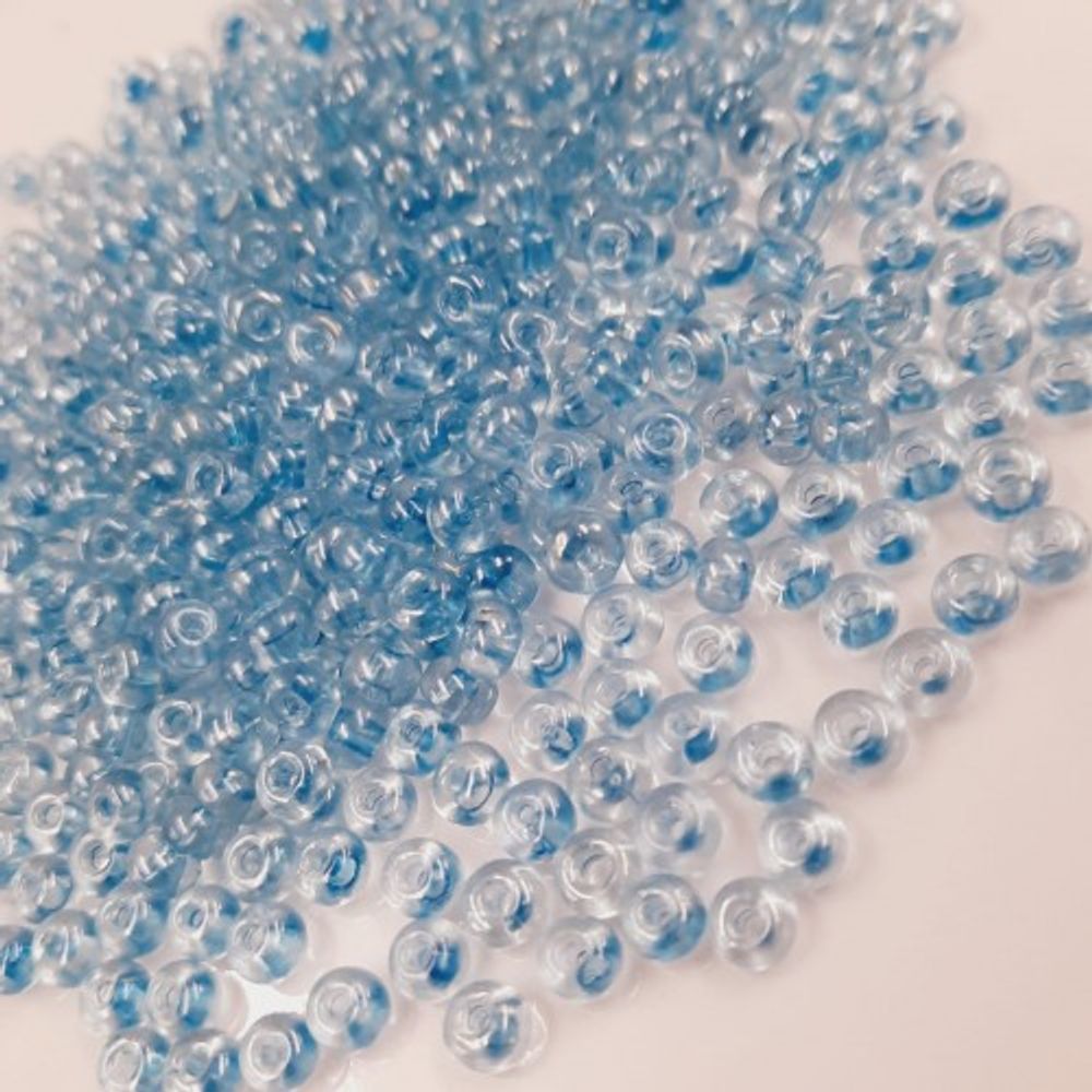 Miçanga Indiana Transparente Cristal Fio Azul - 6/0(4,1mm) 25g