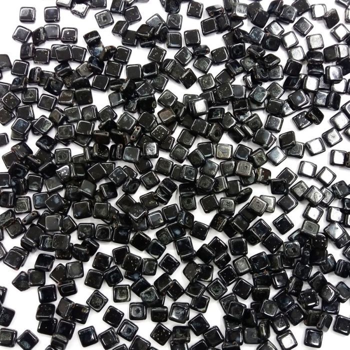 Quadrado 2 Furos Preto Mesclado - 8x8mm 600 Peças