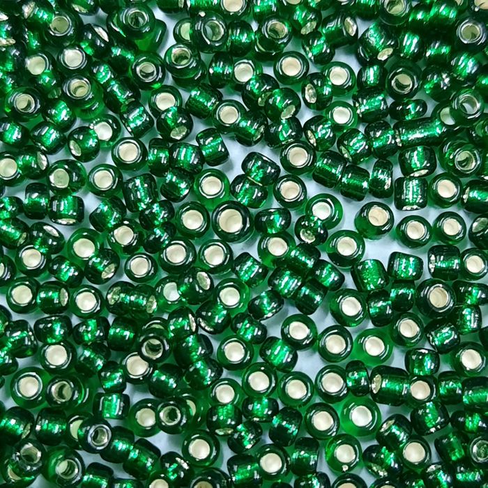 Miçanga Chinesa Transparente Verde Escuro 53 - 9/0(2,6mm) 25g Aprox. 1.200 Peças