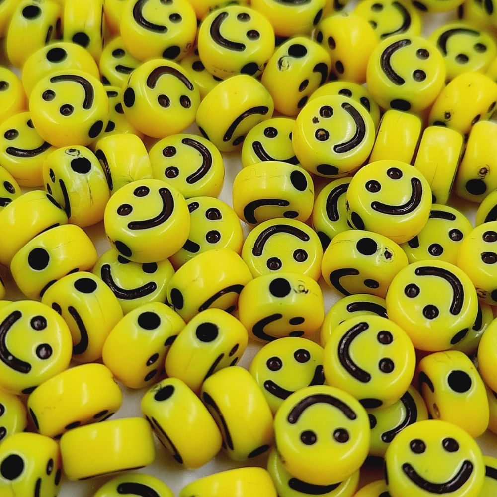 Carinha Smile Amarelo com Preto - 10mm 25g