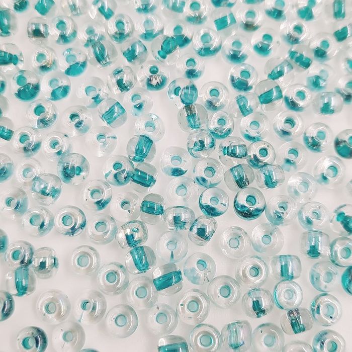 Miçanga Asmara Transparente Cristal Fio Verde Turquesa P379 - 6/0(4,1mm) 500g
