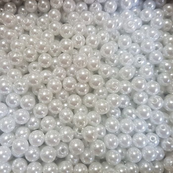 Pérola ABS Com Furo Passante Branca - 3mm 25g Aprox. 2.200 Peças