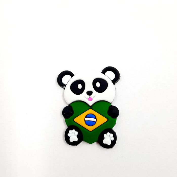 Aplique Emborrachado Panda c Bandeira do Brasil - 4mm 2 Peças