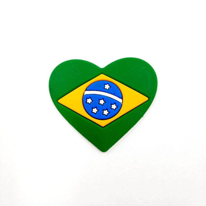 Aplique Emborrachado Coração do Brasil - 4,5mm 2 Peças