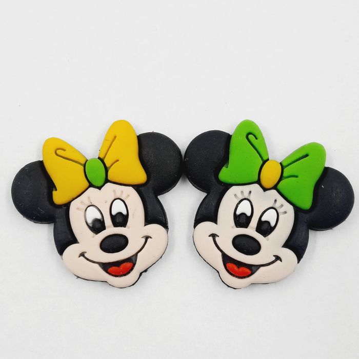 Aplique Emborrachado Minnie Verde e Amarelo - 3x3mm 2 Peças