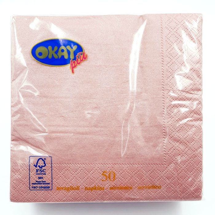Guardanapo De Papel Italiano Rosa Metalizado - 33X33cm 50 Unidades