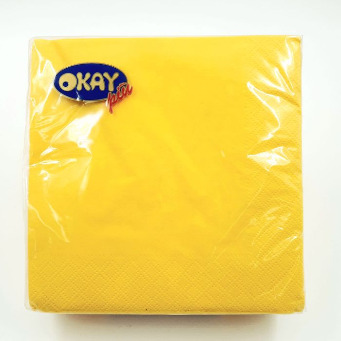 Guardanapo De Papel Italiano Amarelo - 33x33cm 50 Unidades