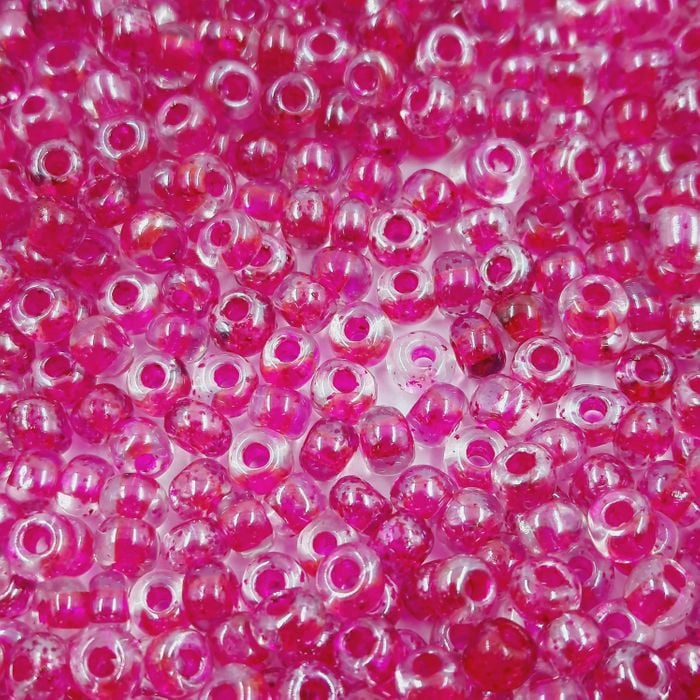 Miçanga Asmara Transparente Cristal Fio Rosa P504 - 6/0(4,1mm) 500g