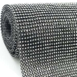 Manta De Strass Cristal Base Preta - 20x45cm 1 Peça