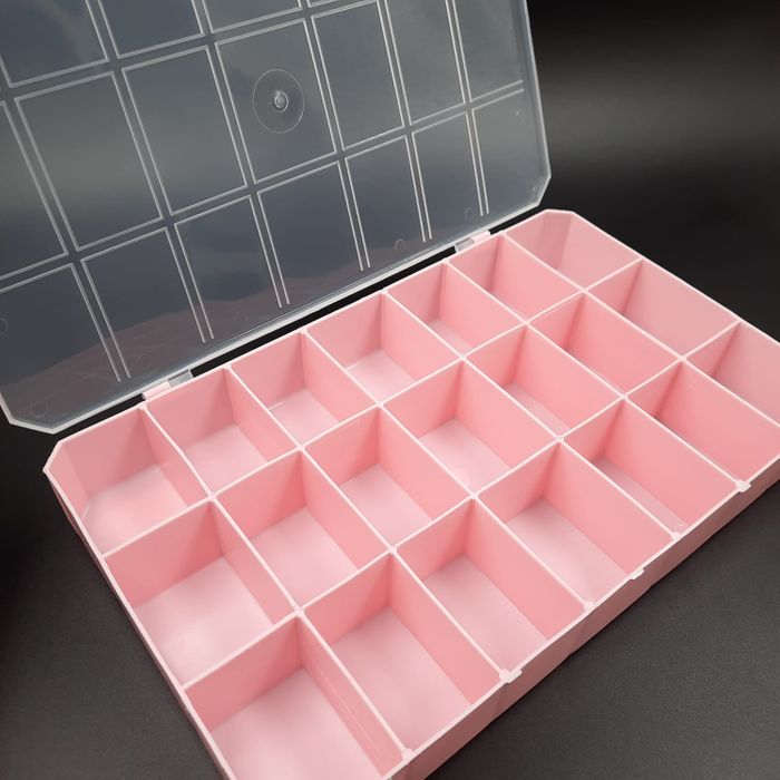 Caixa Organizadora Rosa Bebê 21 Divisórias - 30x18cm 1 Peça