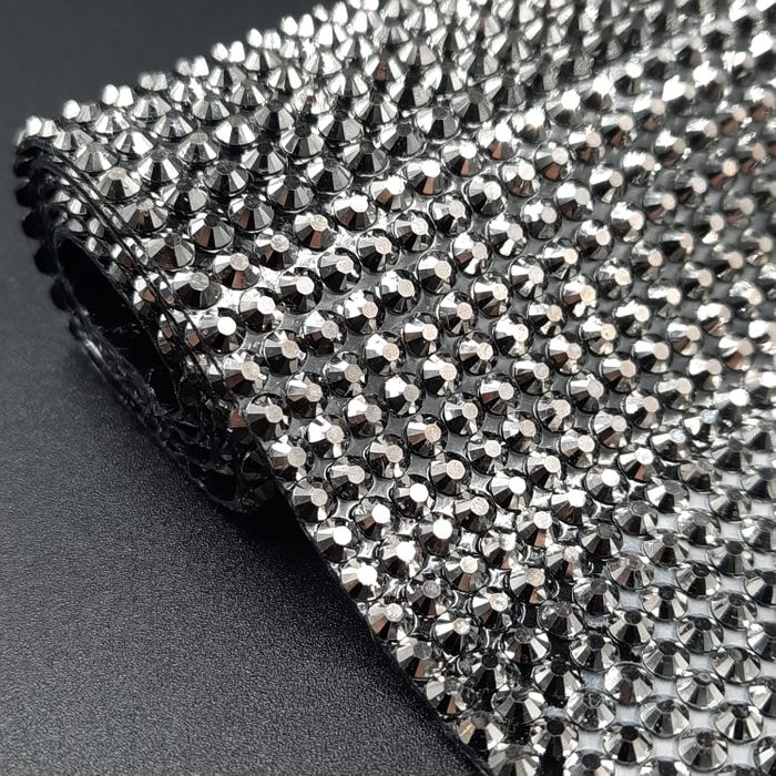 Manta De Strass Jet Hematite - 20x39cm 1 Peça