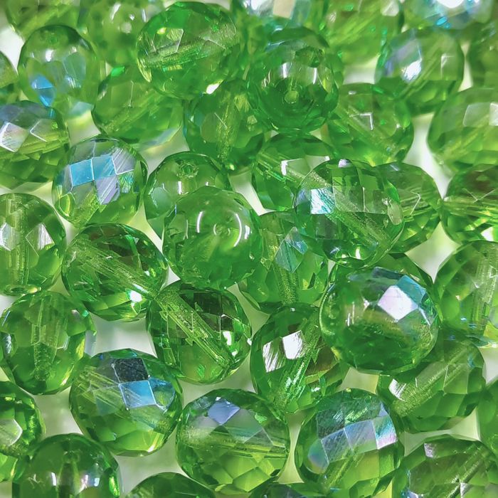 Fio Cristal 4mm Facetado Verde Aurora Boreal 5012 - 1 Fio Aprox. 120Peças