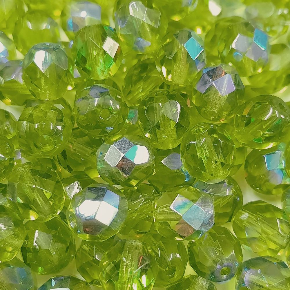 Cristal Facetado Verde Olivine Aurora Boreal 50230 - 10mm 60 Peças