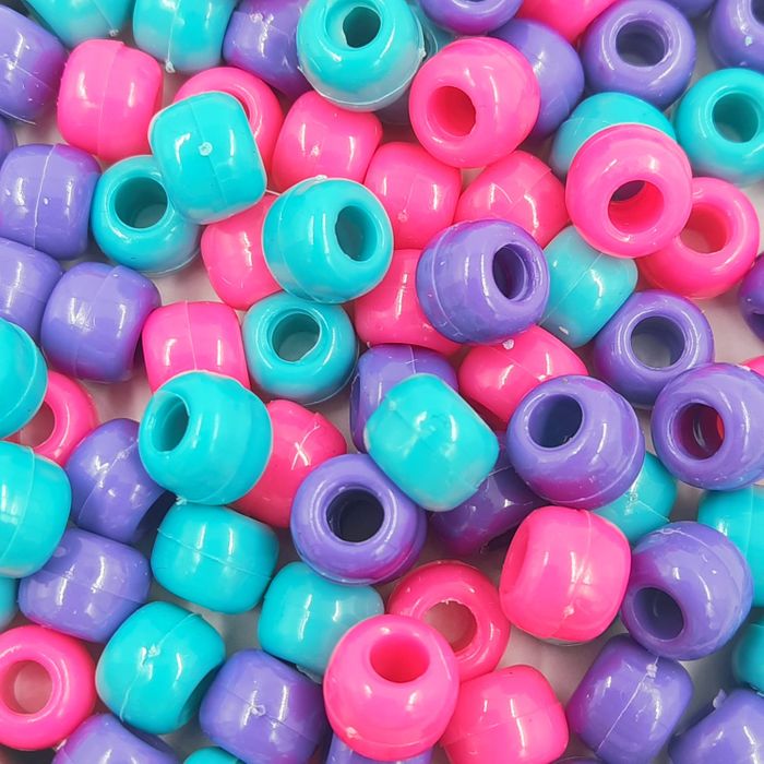 Miçanga Tererê Mix Rosa, Roxo e verde - 10mm 250g Aprox. 560 Peças