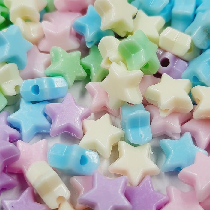 Estrela Com Furo Passante Tons pasteis Colorida - 10mm 25g