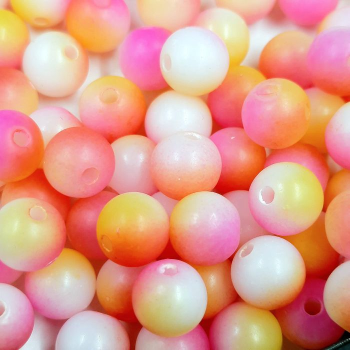 Bolinha Fosca Tie Dye Amarelo com Rosa - 8mm 25g