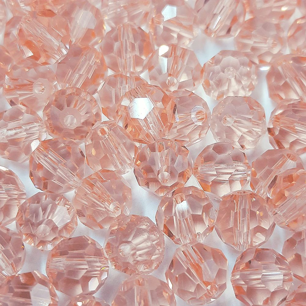 Cristal Facetado Chinês Transparente Rosa - 8mm 20 Peças