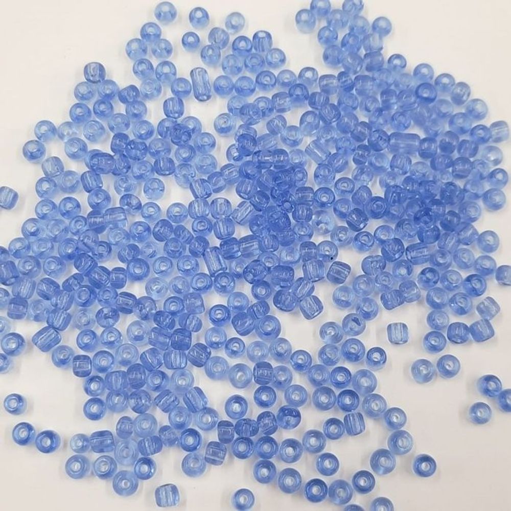 Miçanga Chinesa Transparente Azul 6* - 8/0 (2,9mm) 500g