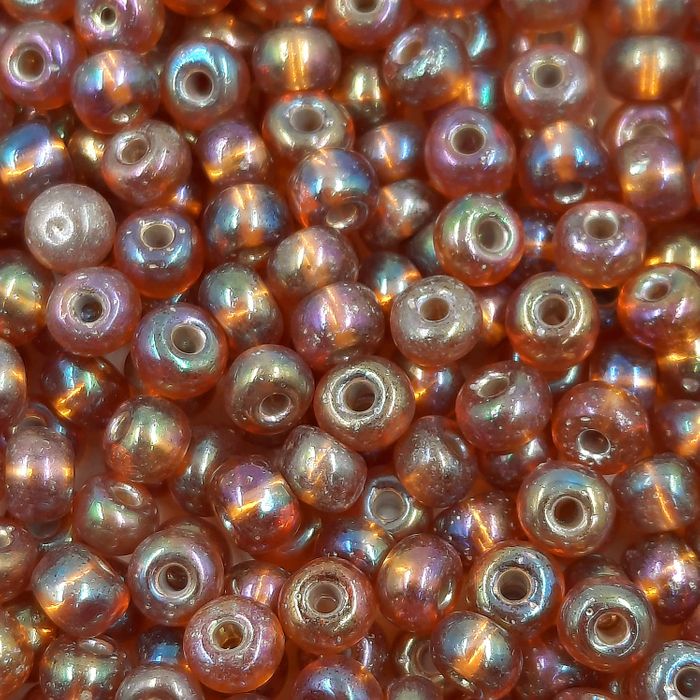 Miçanga Asmara Transparente Aurora Boreal Mel Escuro 17099 - 6/0(4,1mm) 25g Aprox. 300 Peças