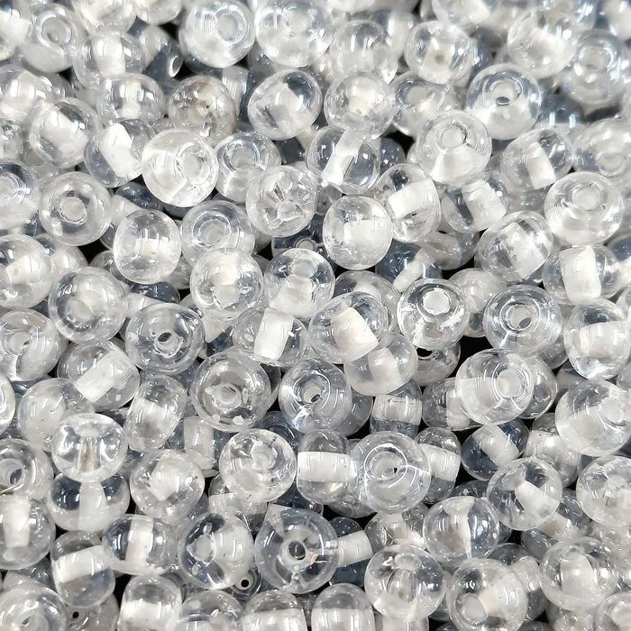 Miçanga Asmara Transparente Cristal Fio Branco P19 - 6/0(4,1mm) 25g