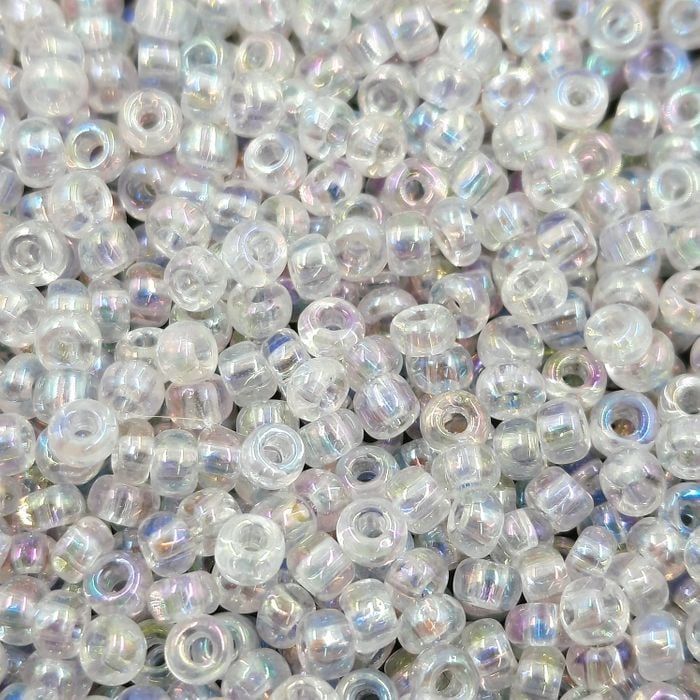 Miçanga Asmara Transparente Aurora Boreal 58205 - 6/0(4,1mm) 25g Aprox. 300 Peças