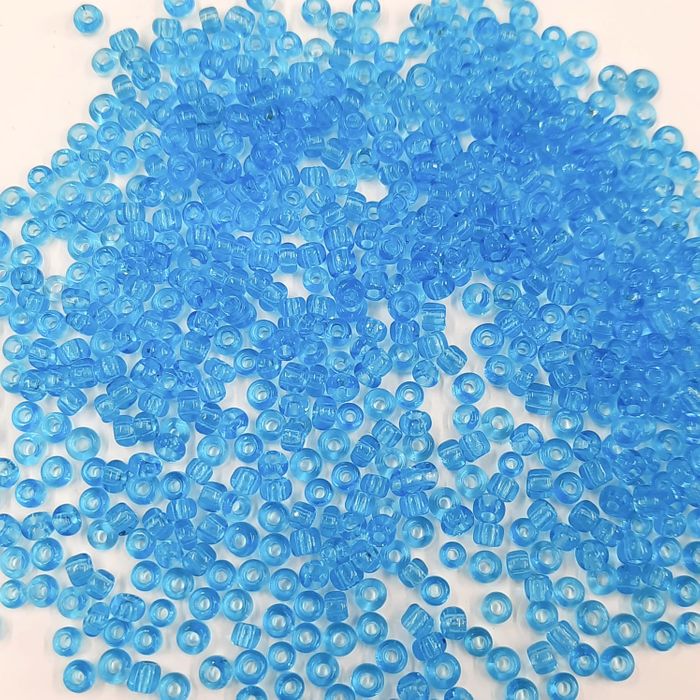 Miçanga Chinesa Transparente Azul 3B - 8/0(2,9mm) 500g